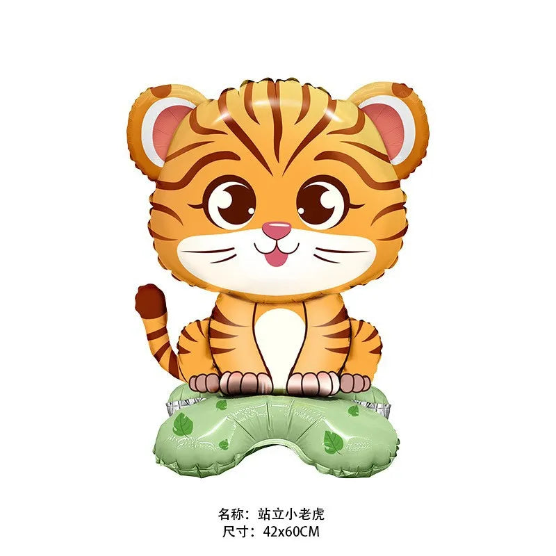 Safari Balloons Jungle Safari Animal Foil Balloon Zoo Animal Balloon Lion Tiger Giraffe Leopard Balloon for Jungle Animal Party