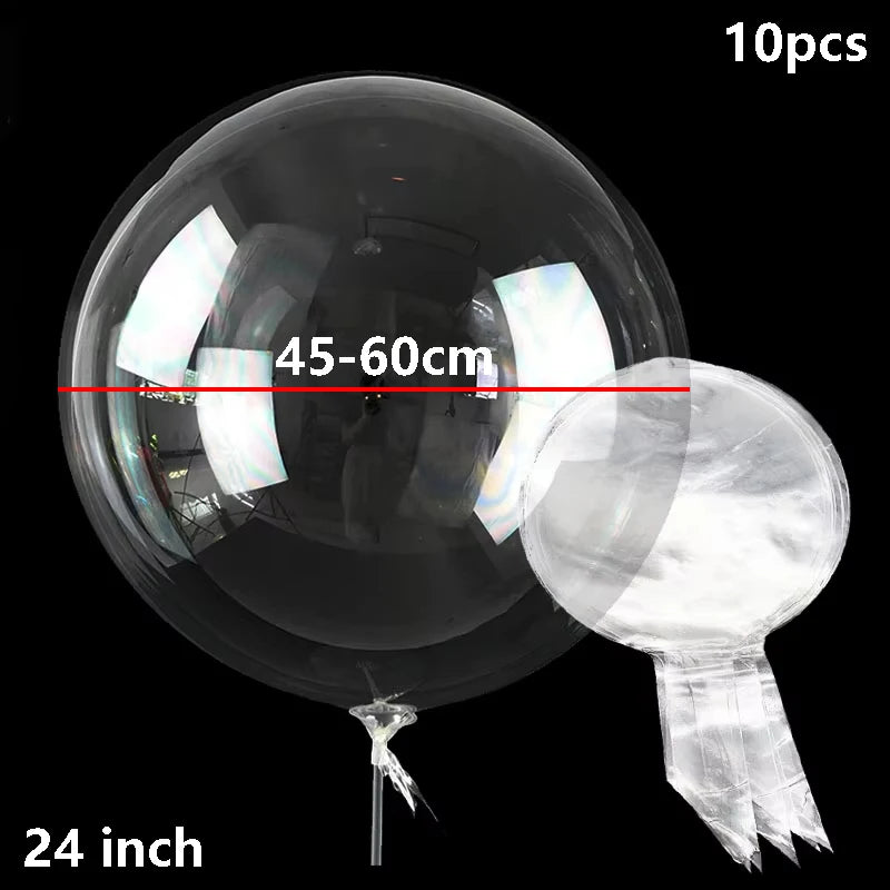 10pcs 10/16/18/20/24/36 inch Clear Bubble Balloons Large Transparent Bobo Balloons for Ramadan Wedding Birthday Party Decoration