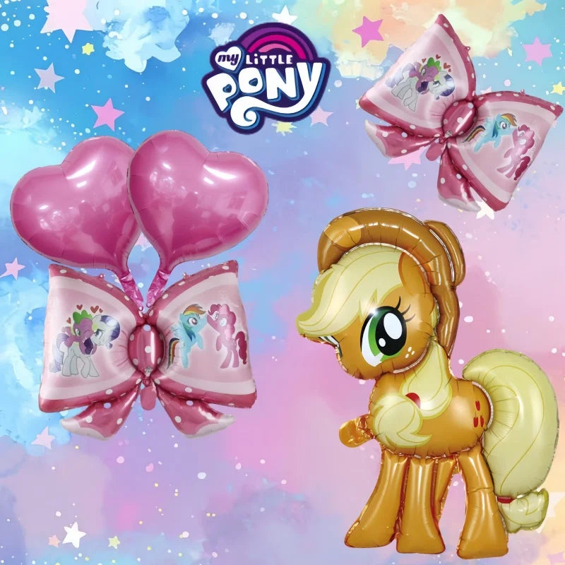 My Little Pony Cartoon Cute Balloon Set with Bow Accents Aluminum Foil Party Decorations for Festival And Celebrations