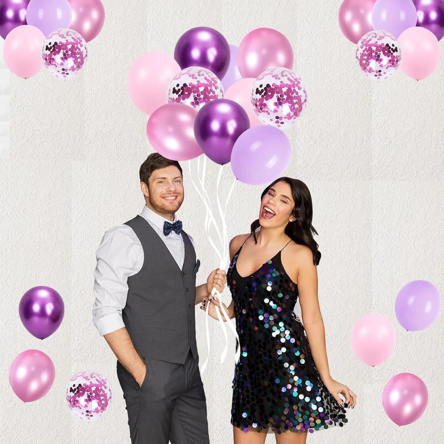 Metallic Purple Balloons, 12inch Pink Purple Balloons, Supplies Perfect for Birthday Party, Park, School, Party Home Decorations