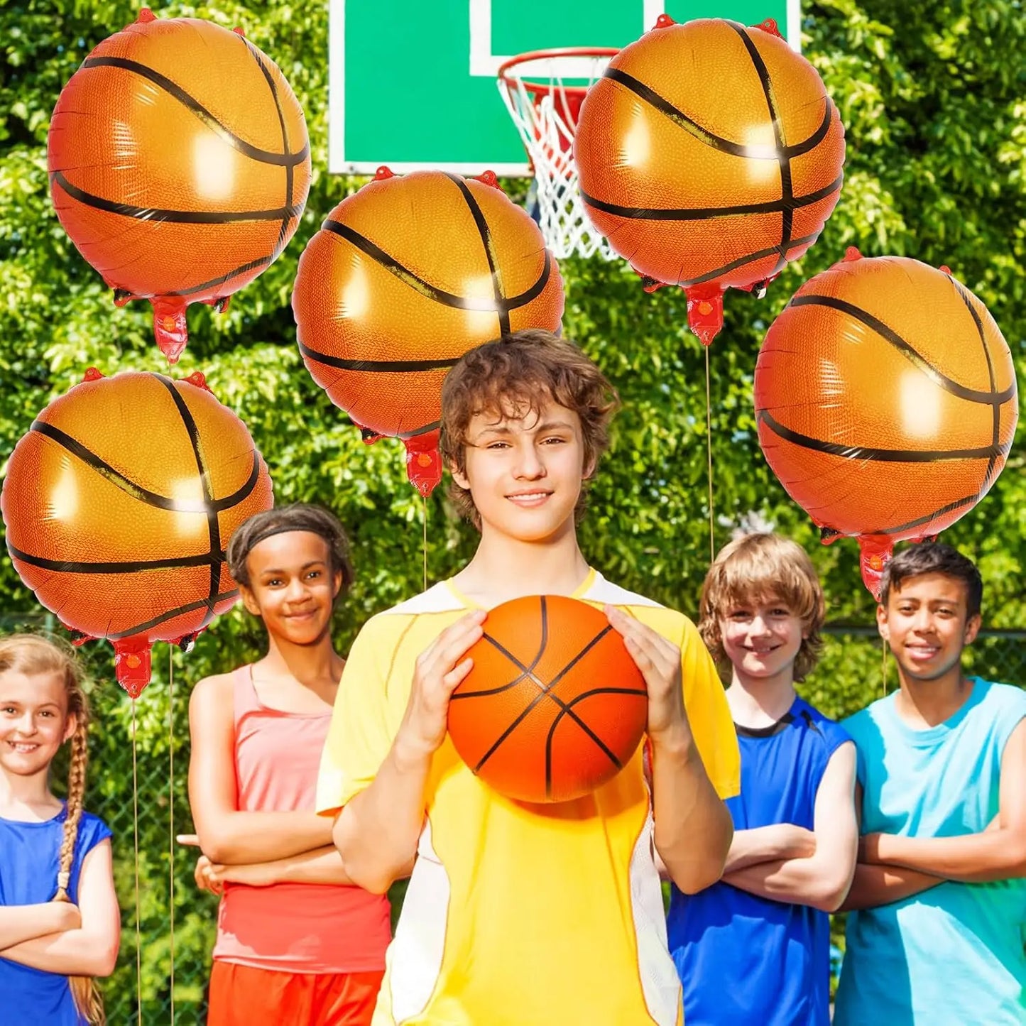 12pcs Basketball Balloons 18inch Basketball Foil Balloons Basketball Party Decorations Sport Theme Birthday Supplies