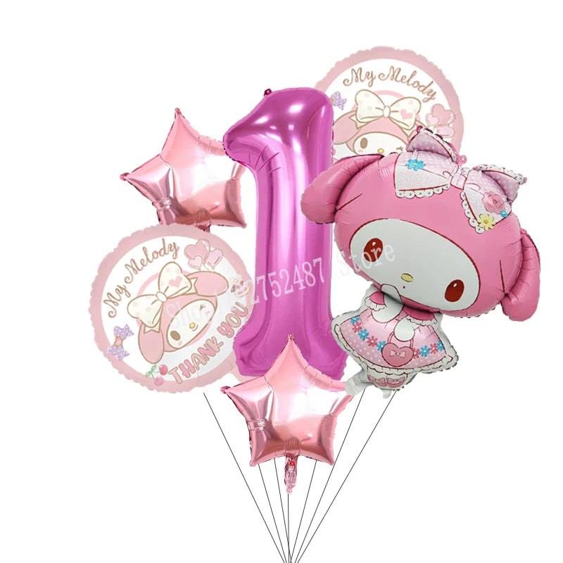 My Melody Digit 1-10 Balloons Anime Airballoon Girls Birthday Party Decoration Baby Shower Gender Reveal Accessories Kids Gift