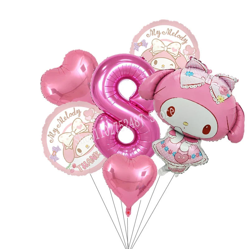 My Melody Digit 1-10 Balloons Anime Airballoon Girls Birthday Party Decoration Baby Shower Gender Reveal Accessories Kids Gift