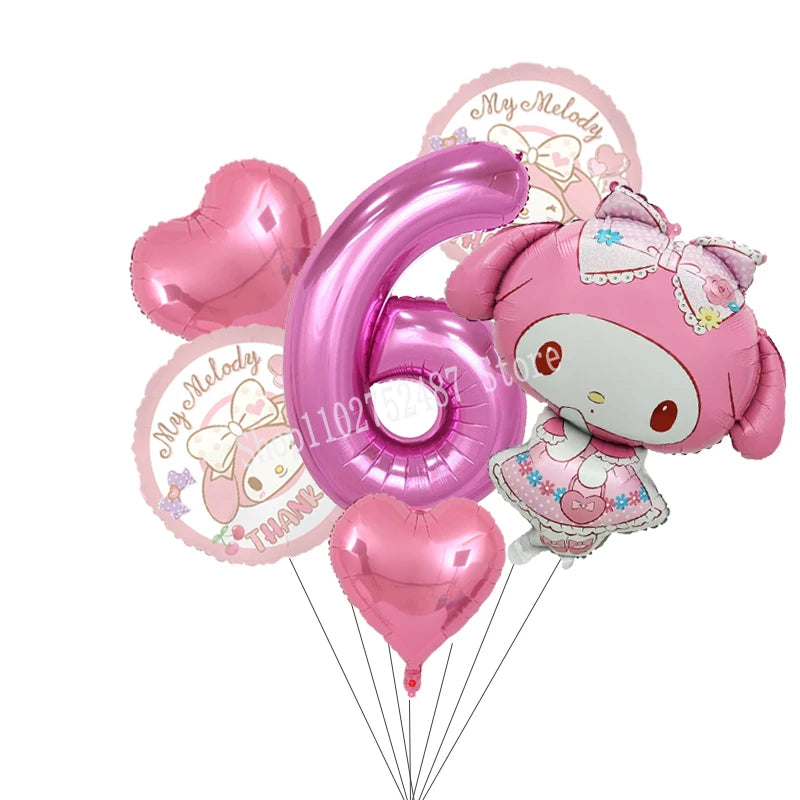 My Melody Digit 1-10 Balloons Anime Airballoon Girls Birthday Party Decoration Baby Shower Gender Reveal Accessories Kids Gift