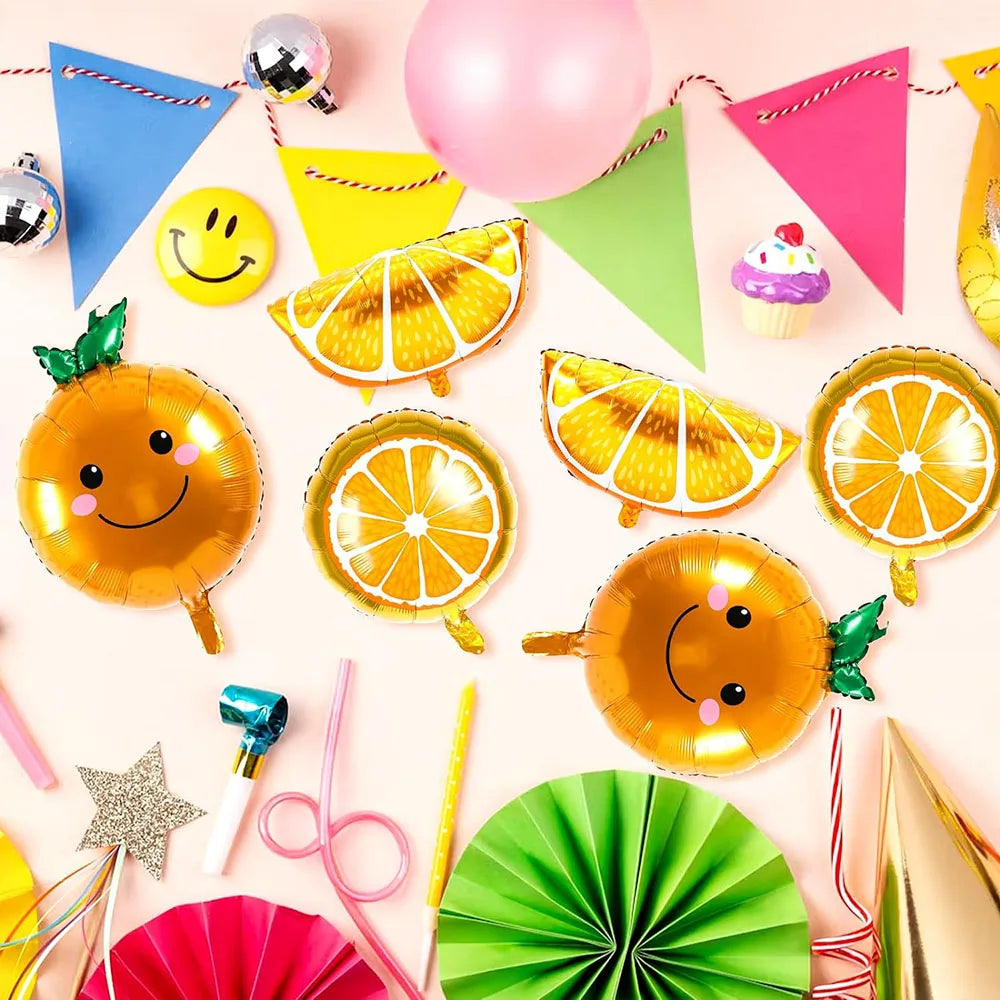 10 Pieces Orange Citrus Aluminum Foil Balloons, Orange Party Decoration Balloons, Orange Balloon Decoration, Cute Little Balloons, Aluminum Foil Balloons Cartoon Fruit Aluminum Foil Balloons Party Decoration