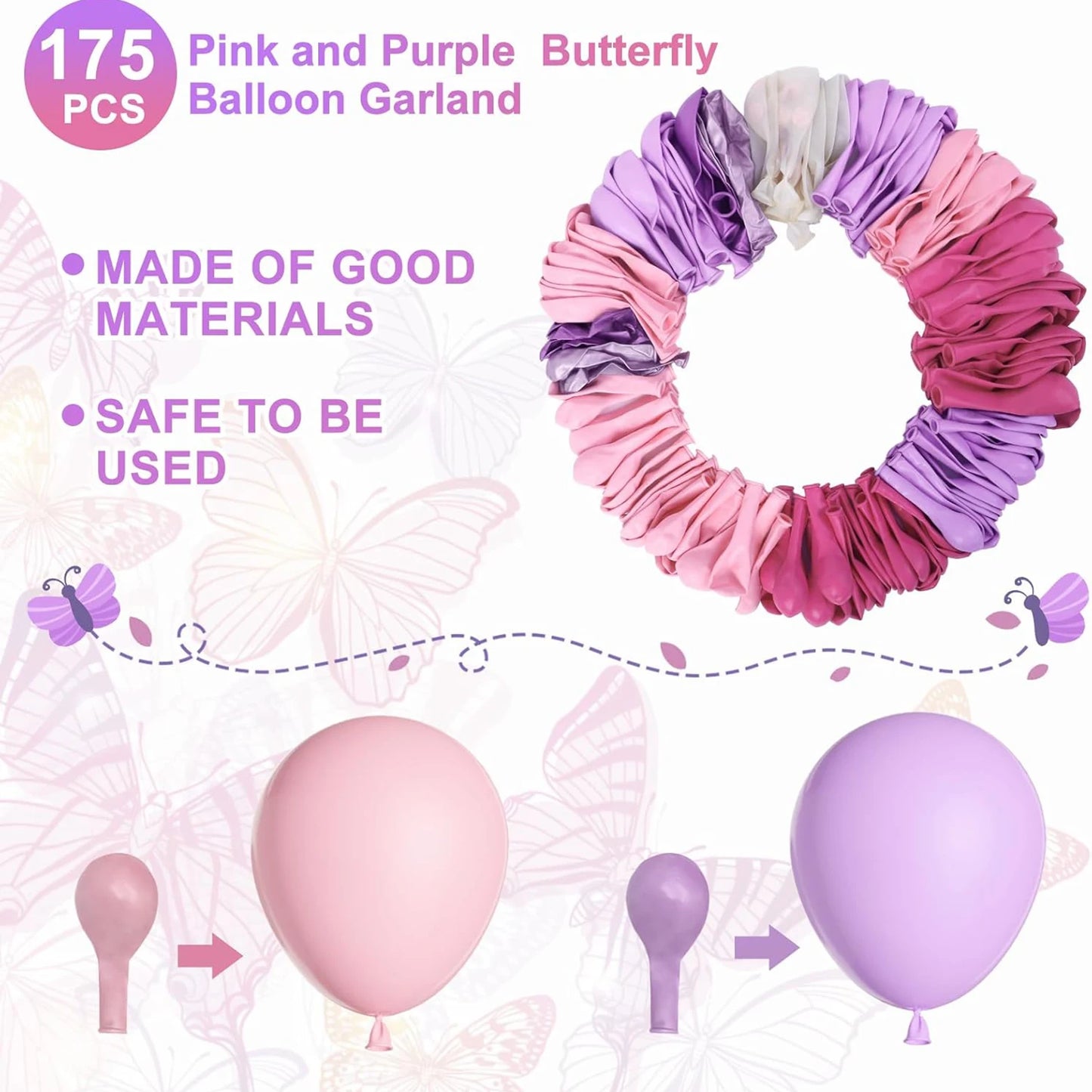 159pcs pink and purple latex balloon set suitable for birthday parties, weddings, Valentine's Day party decoration