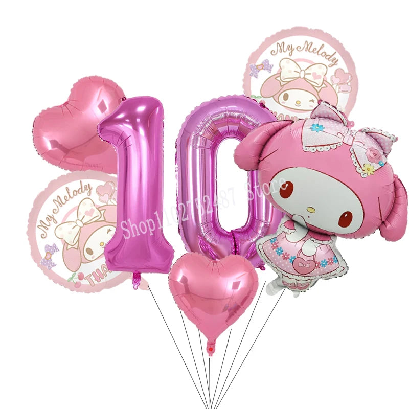 My Melody Digit 1-10 Balloons Anime Airballoon Girls Birthday Party Decoration Baby Shower Gender Reveal Accessories Kids Gift