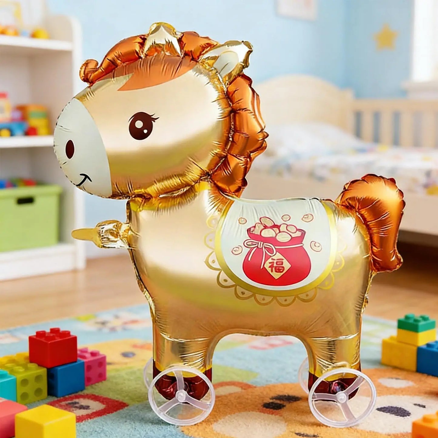 Horse Balloons Inflatable Cute Cartoon with Wheels 2026 Horse Animal Balloons for Adults Kids Outdoor Spring Festival Holiday