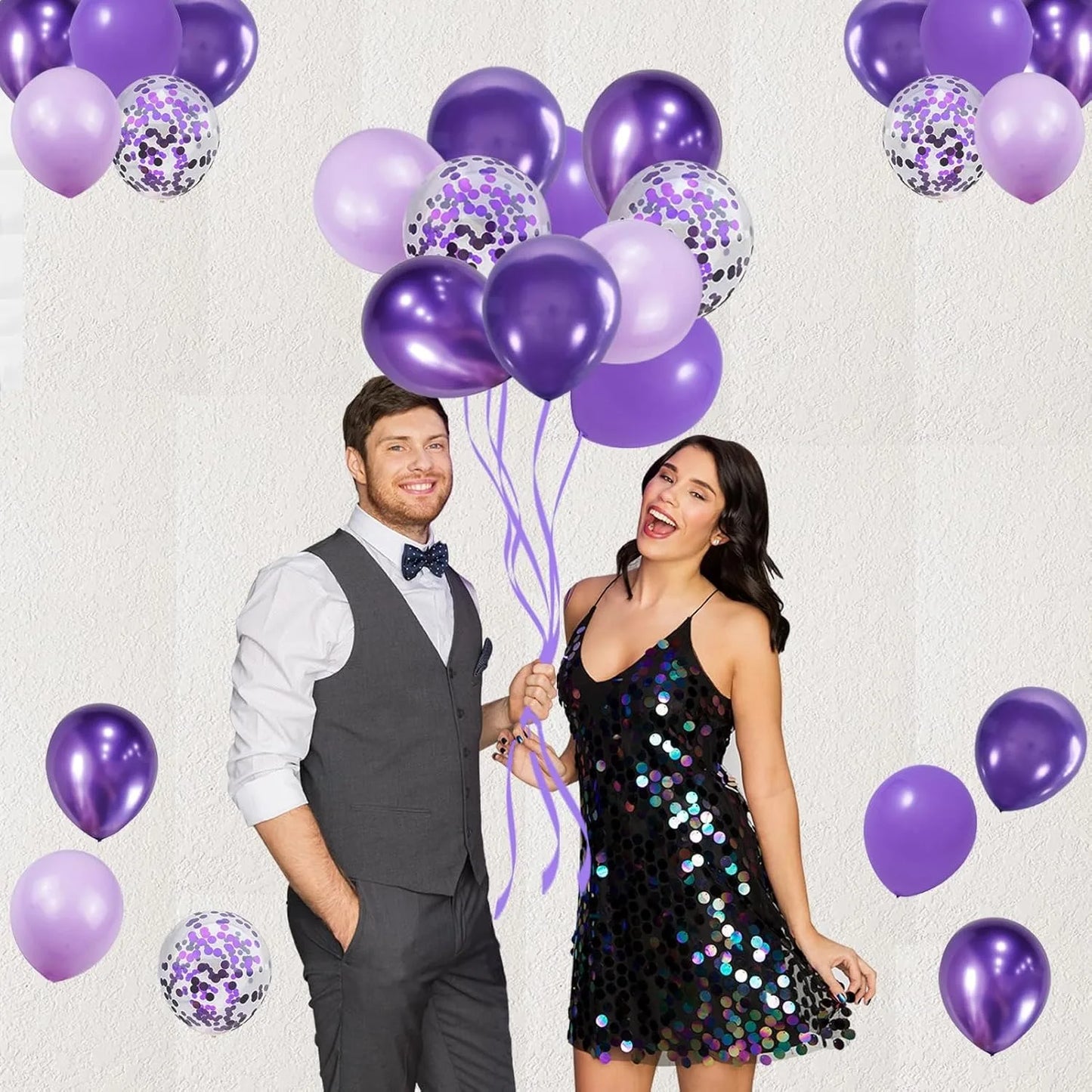 Metallic Purple Balloons, 12inch Pink Purple Balloons, Supplies Perfect for Birthday Party, Park, School, Party Home Decorations
