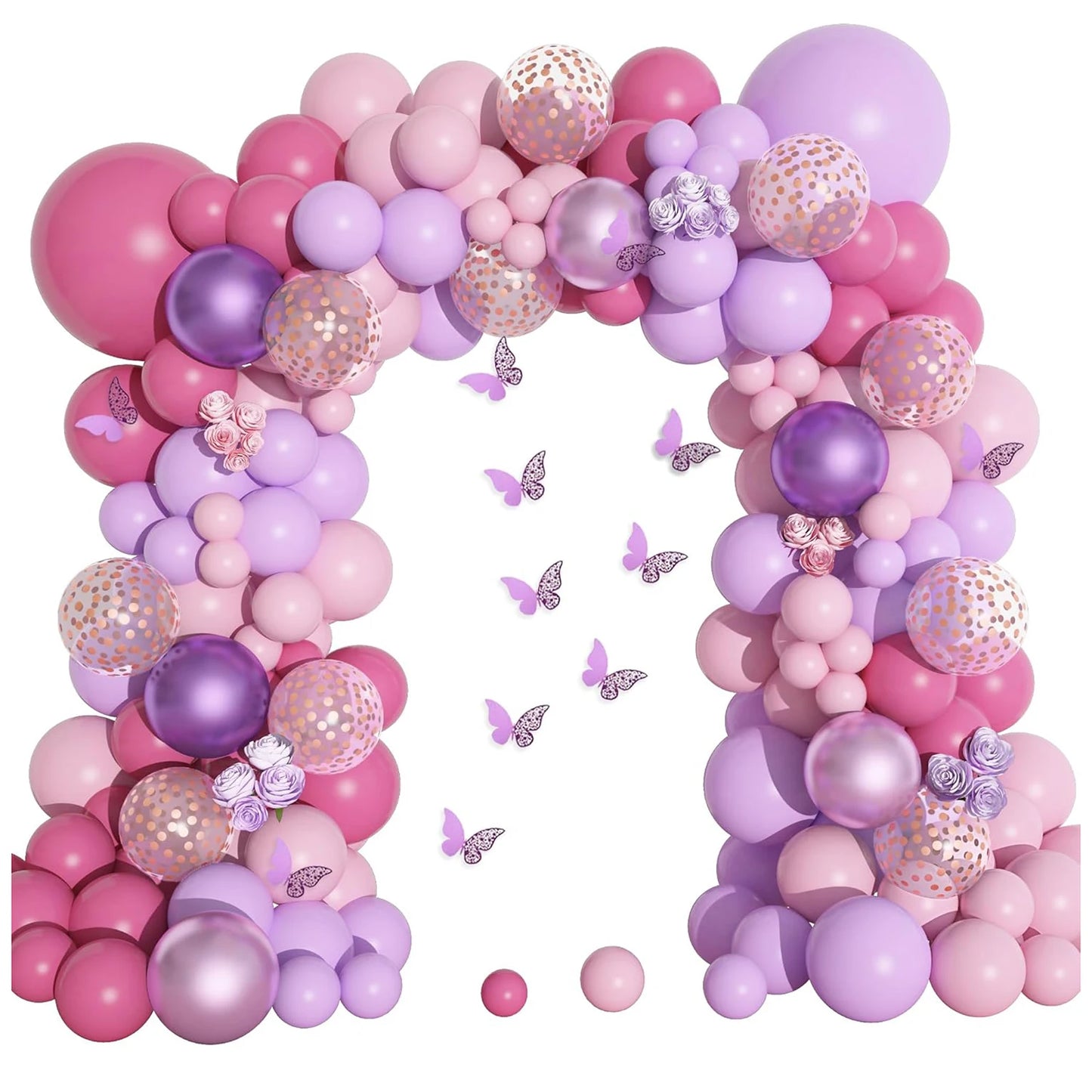 159pcs pink and purple latex balloon set suitable for birthday parties, weddings, Valentine's Day party decoration