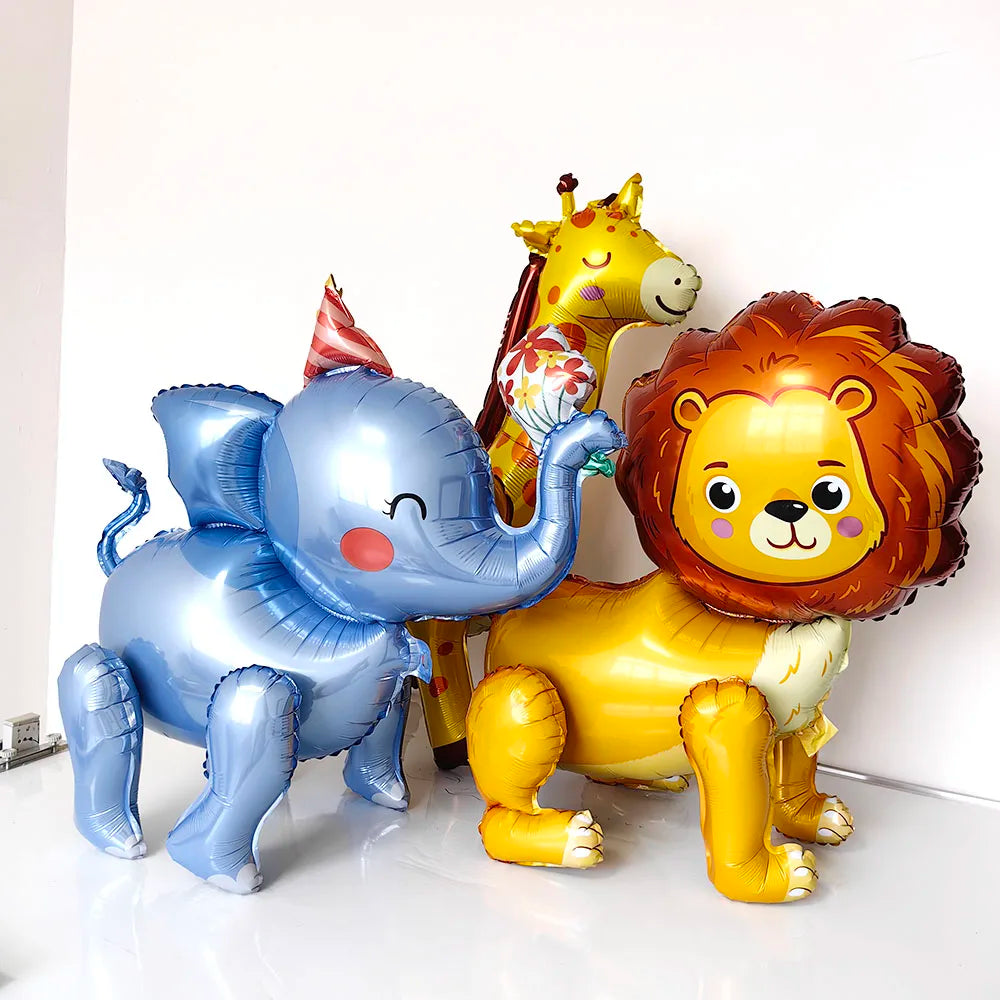 Walking Inflatable Lion Giraffe Balloons Panda Elephant Tiger Safari Animal Balloon Kids Jungle Animal Baby Shower Decorations