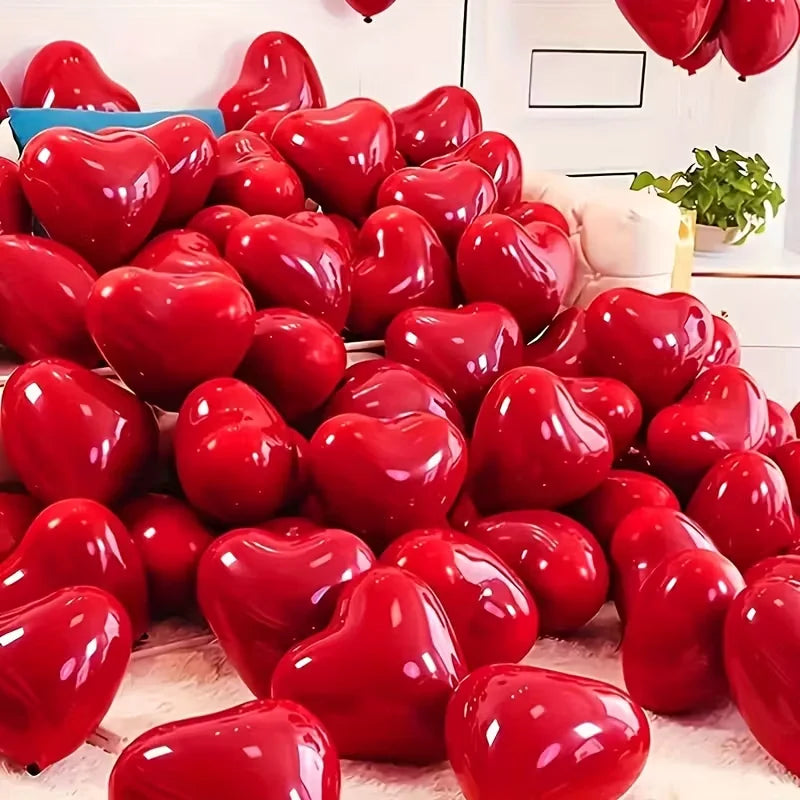 32 red heart-shaped balloons, birthday parties, Valentine's Day, anniversaries, coming-of-age ceremonies, party supplies