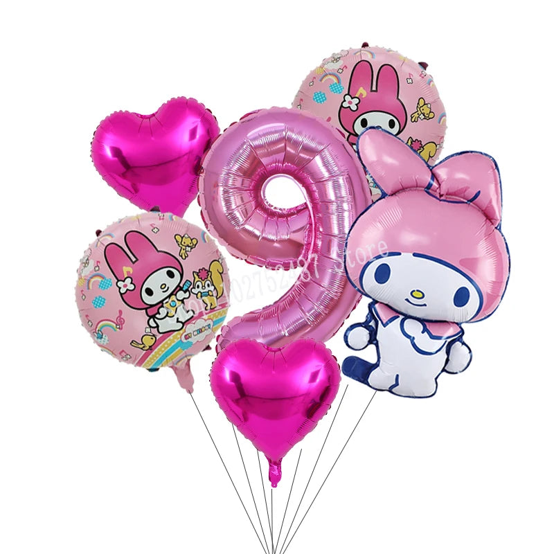 My Melody Digit 1-10 Balloons Anime Airballoon Girls Birthday Party Decoration Baby Shower Gender Reveal Accessories Kids Gift