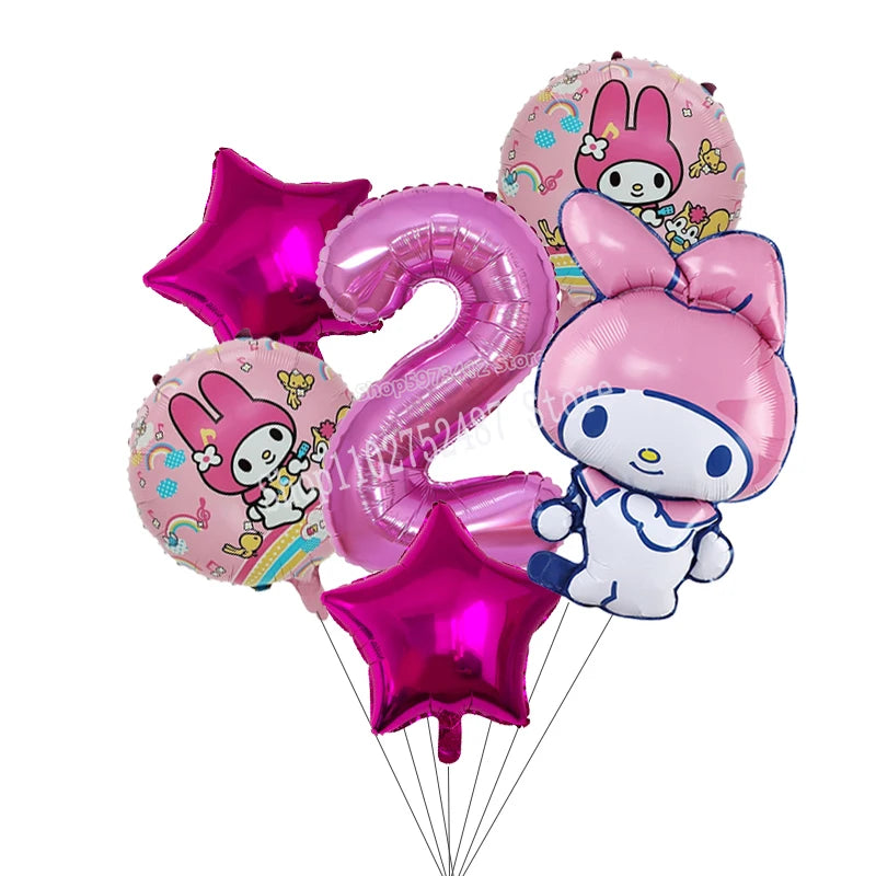My Melody Digit 1-10 Balloons Anime Airballoon Girls Birthday Party Decoration Baby Shower Gender Reveal Accessories Kids Gift