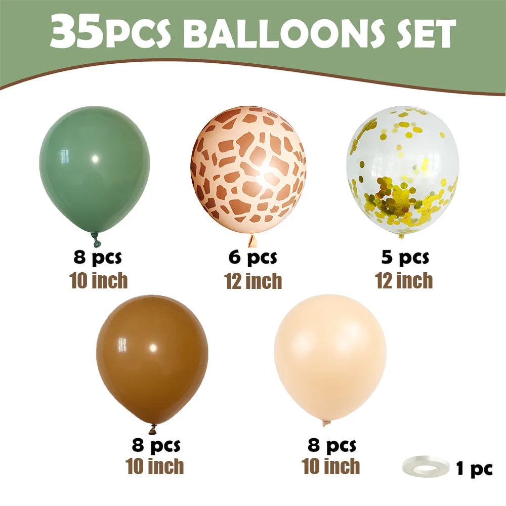 Jungle Animal Themed Latex Balloons Set for Birthday Party Scene Decoration Event Celebration Baby Shower