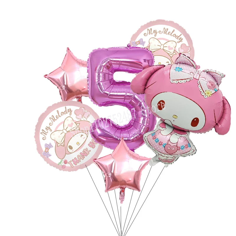 My Melody Digit 1-10 Balloons Anime Airballoon Girls Birthday Party Decoration Baby Shower Gender Reveal Accessories Kids Gift