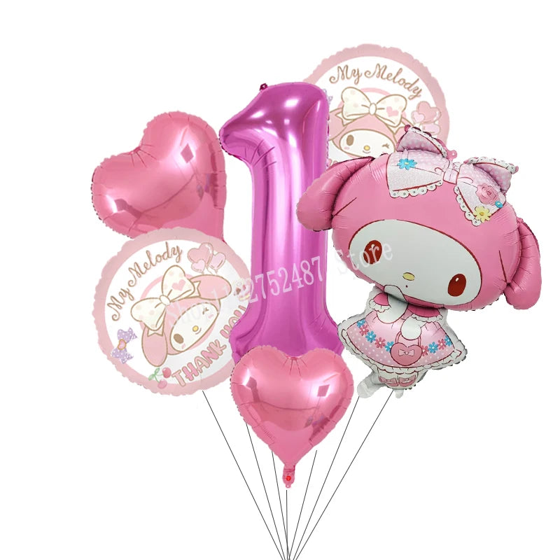 My Melody Digit 1-10 Balloons Anime Airballoon Girls Birthday Party Decoration Baby Shower Gender Reveal Accessories Kids Gift