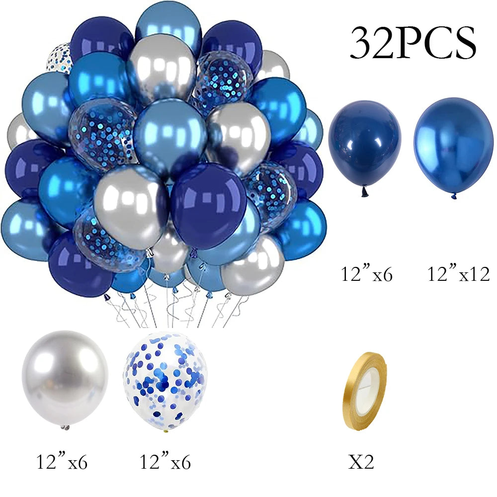 30Pcs Balloons Set Black Gold White Pink Blue Balloon Home Birthday Party Baby Shower Wedding Anniversary Graduation Decoration