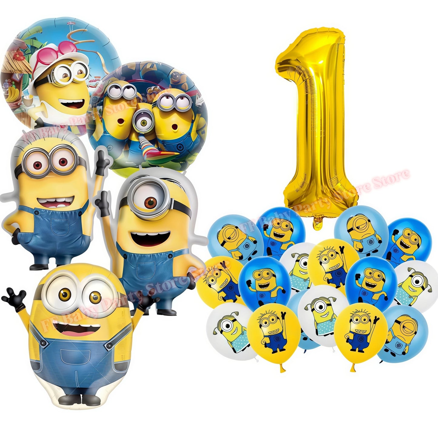 Cartoon M&Miniones Theme Balloons Birthday Decoration Yellow Banana Man Aluminum Film Ballons Baby Shower Globos Kid Party Favor