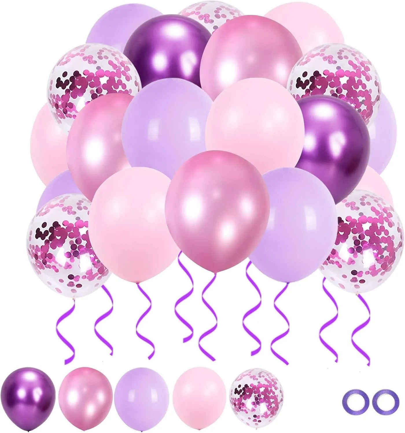 Metallic Purple Balloons, 12inch Pink Purple Balloons, Supplies Perfect for Birthday Party, Park, School, Party Home Decorations