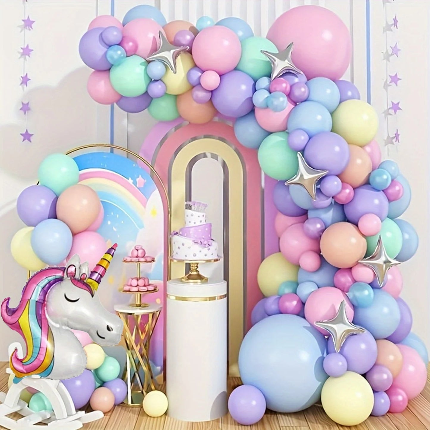 131pcs Unicorn Balloon Arch Garland Set Birthday Party Wedding Anniversary Indoor and Outdoor Spring/summer Decor