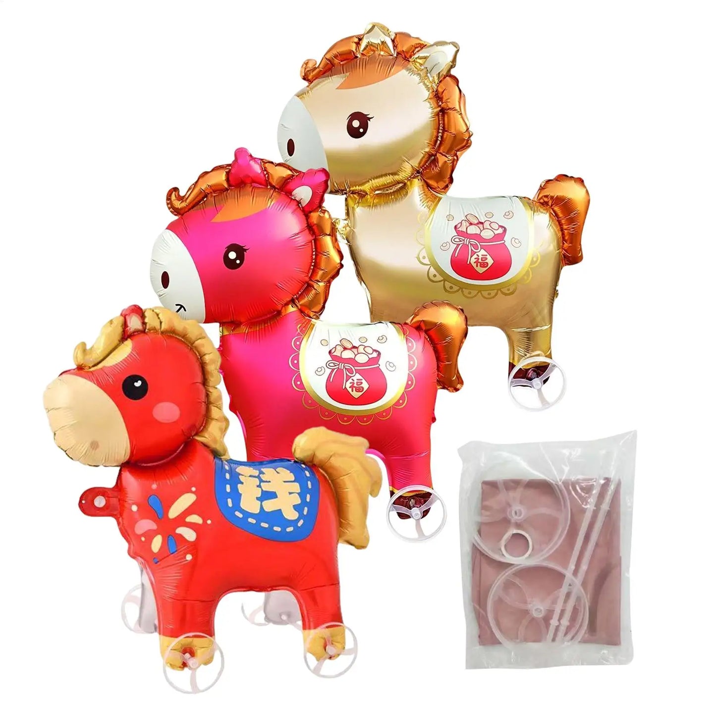 Horse Balloons Inflatable Cute Cartoon with Wheels 2026 Horse Animal Balloons for Adults Kids Outdoor Spring Festival Holiday