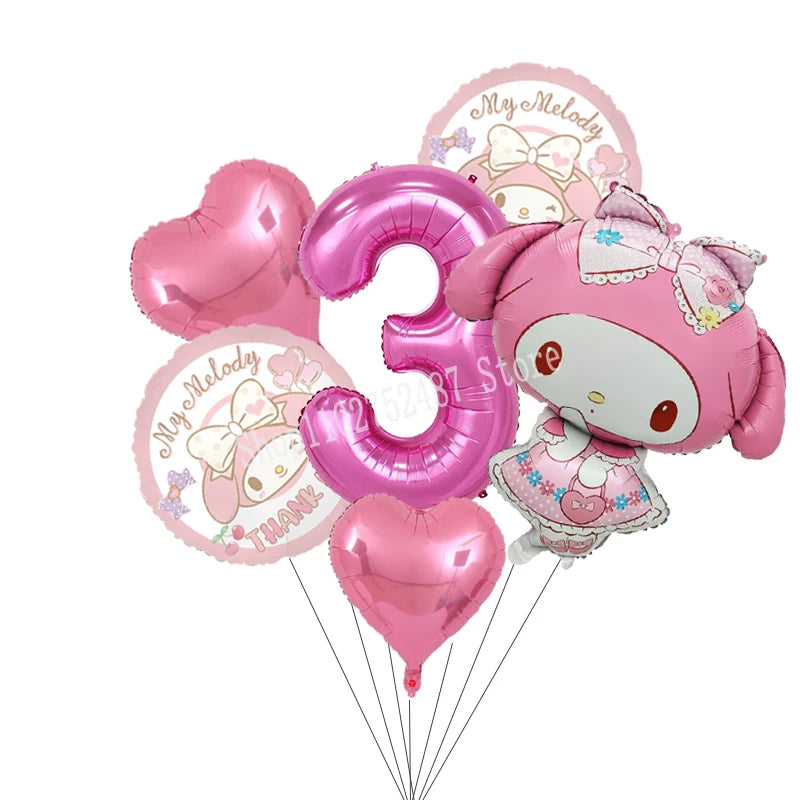 My Melody Digit 1-10 Balloons Anime Airballoon Girls Birthday Party Decoration Baby Shower Gender Reveal Accessories Kids Gift