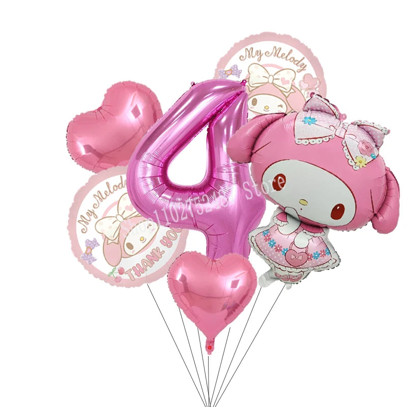 My Melody Digit 1-10 Balloons Anime Airballoon Girls Birthday Party Decoration Baby Shower Gender Reveal Accessories Kids Gift
